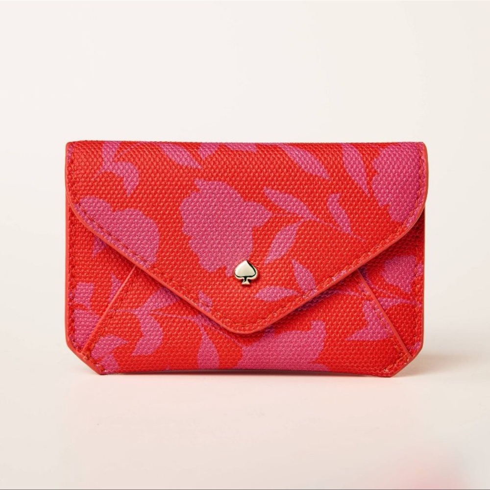 NWT Kate Spade New York x Target classic rose envelope card case pink/red